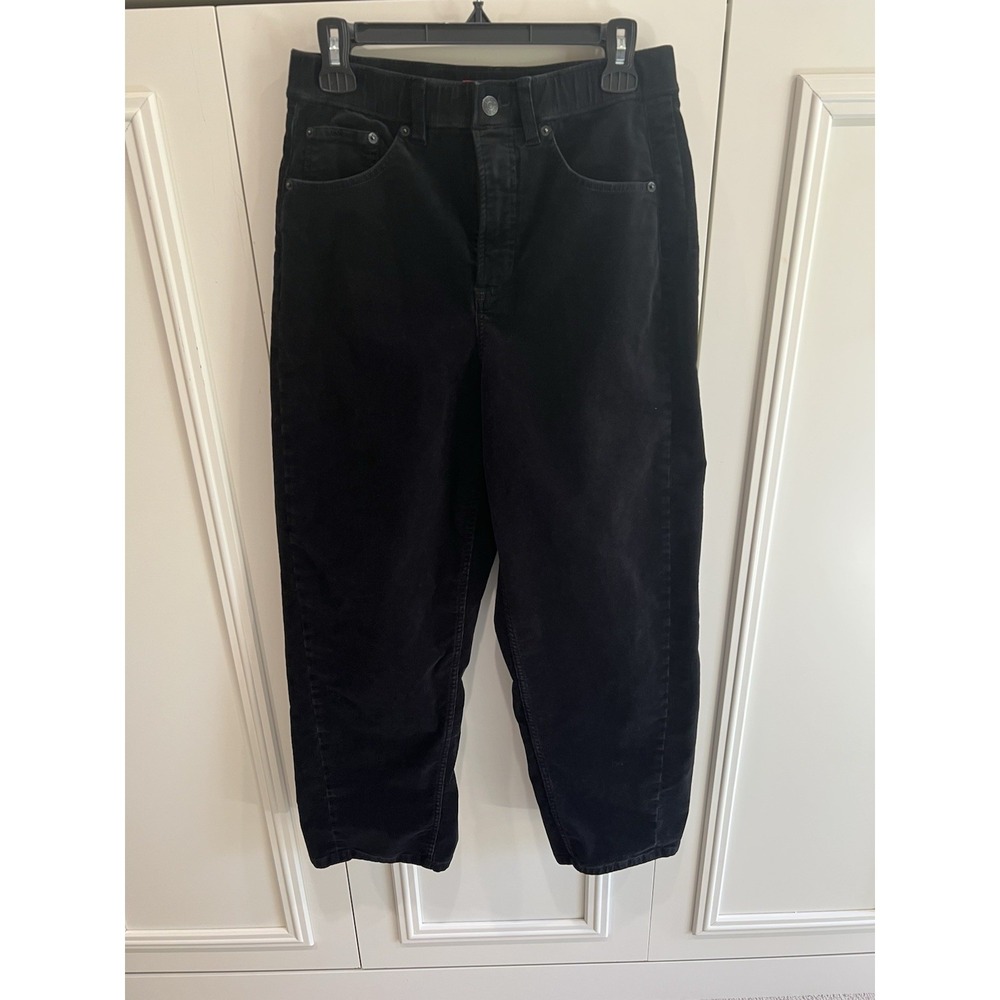 Spanx Spanxshape 360 Black Corduroy Barrel Leg Pants Size Medium Slimming‎